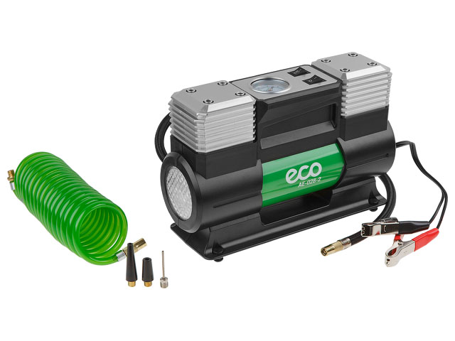 Компрессор автомобильный ECO AE-028-2, 12 В, 280 Вт, 70 л/мин, 10 бар, 2 цилиндра, с фонарём и сумкой