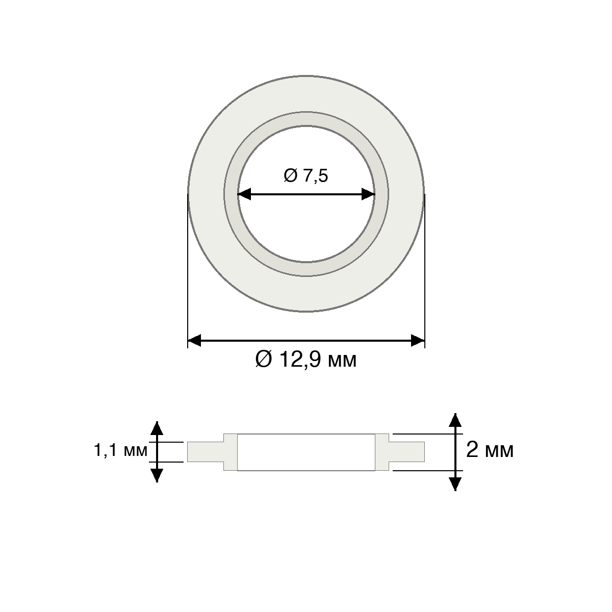Фиксатор нижнего уплотнительного кольца форсунки Bosch EV6 ETARI ET-320 (12,9 × 7,5 × 2 мм, 50 шт.)