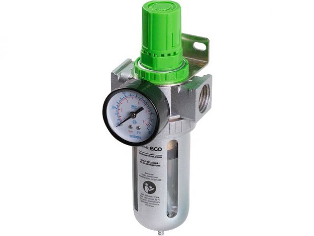Фильтр воздушный ECO AU-01-12 с регулятором давления, 1/2", 3000 л/мин, 20 мкм